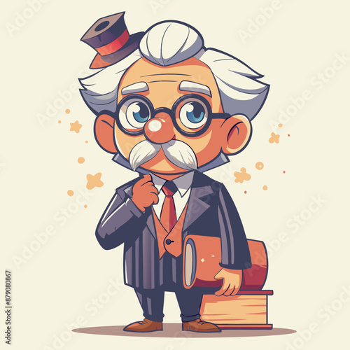 Adobe Illustrator Artwork a professor with various emotions upon discovering the truth