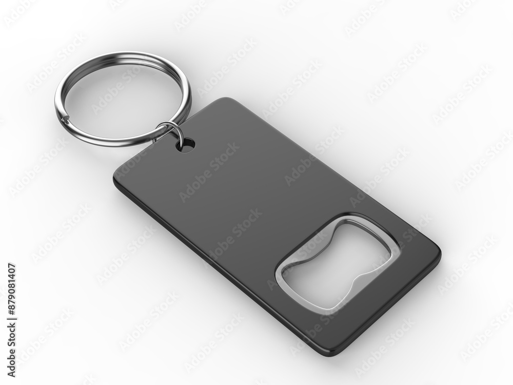 Rectangular shaped opener key ring blank template 3d illustration. Rectangular shaped opener key ring blank template 3d illustration.