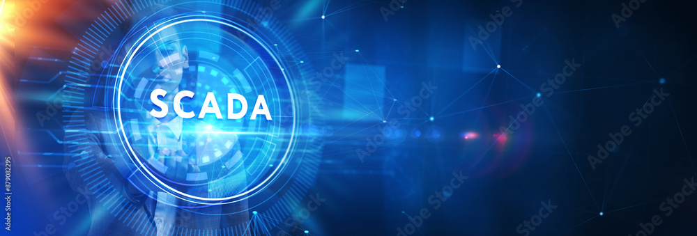System Supervisory Control And Data Acquisition technology concept. SCADA. System Supervisory Control And Data Acquisition technology concept. SCADA.