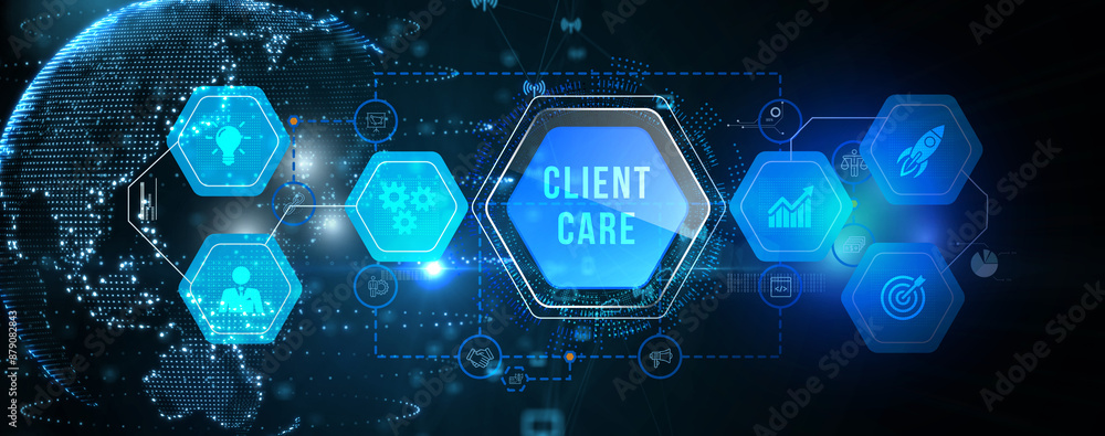 Customer Care Center. Client. Business, Technology, Internet and network concept. 3d illustration Customer Care Center. Client. Business, Technology, Internet and network concept. 3d illustration