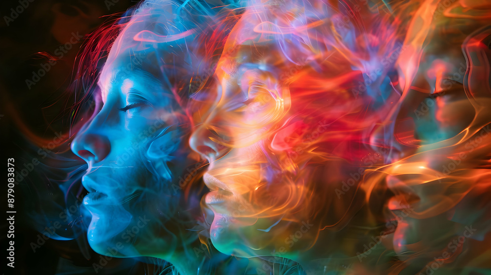Abstract Colorful Smoke with Face Illustration Abstract Colorful Smoke with Face Illustration