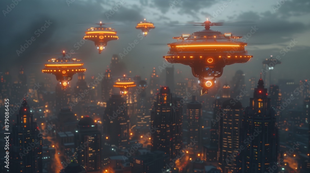 Φωτογραφία A futuristic cityscape with flying cars and advanced architecture, highlighting the possibilities of future urban living
