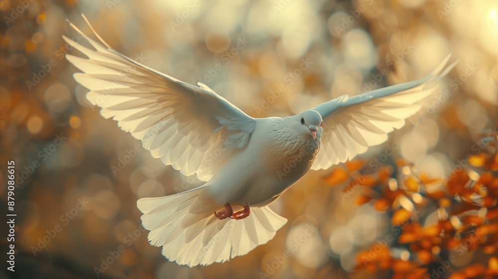 Flying Dove: A white dove soaring in the sky, representing peace and hope Flying Dove: A white dove soaring in the sky, representing peace and hope