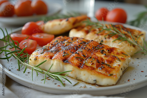 Teller mit gegrilltem Halloumi  photo