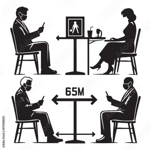 Social distance silhouette Simple icon representing social distance vector silhouette