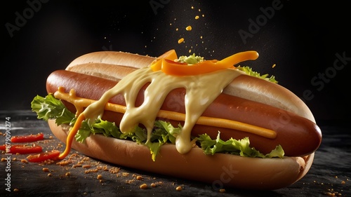 The hot dog looks as delicious as the advertisement picture. photo