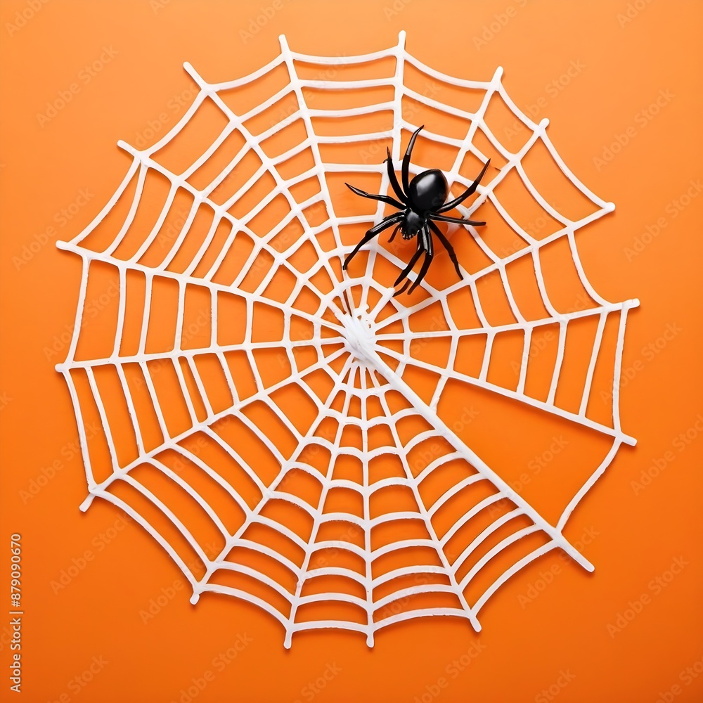 Obraz premium halloween spider web on orange background 