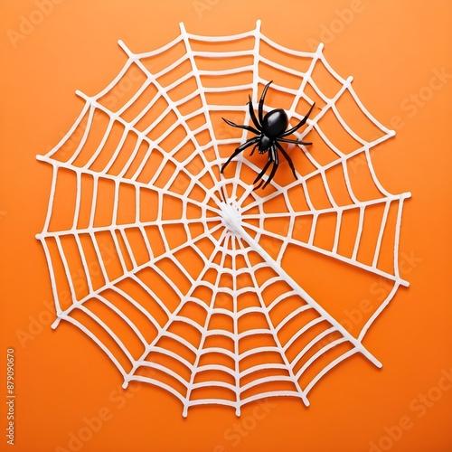 halloween spider web on orange background 