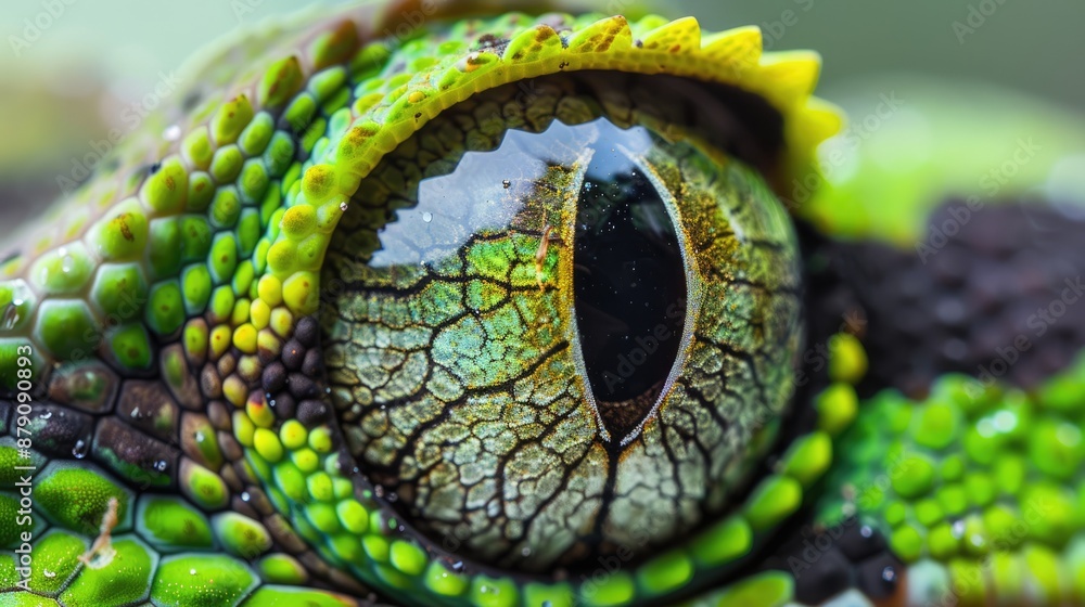 Fototapeta premium Close Up of a Green Lizard's Eye