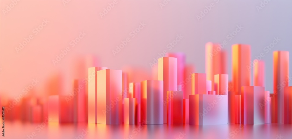 Abstract Cityscape with Pink and Orange Gradient Buildings Abstract Cityscape with Pink and Orange Gradient Buildings