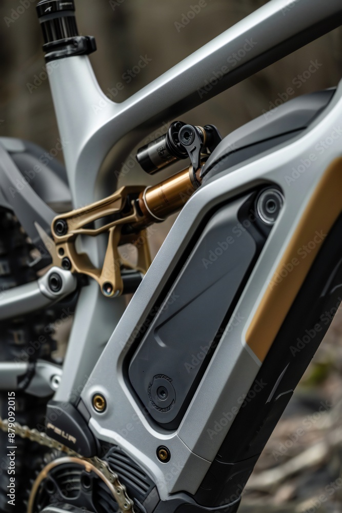 Close up of a modern minimalist contemporary electric bike frame Generative Ai Close up of a modern minimalist contemporary electric bike frame Generative Ai