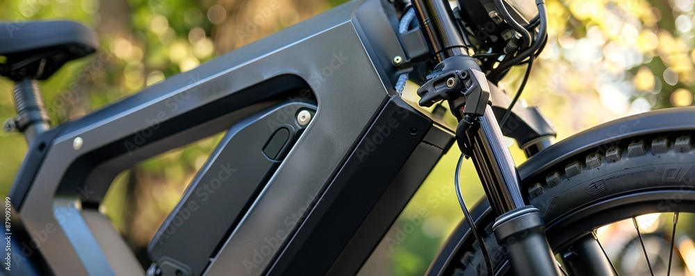 Close up of a modern minimalist contemporary electric bike frame Generative Ai Close up of a modern minimalist contemporary electric bike frame Generative Ai