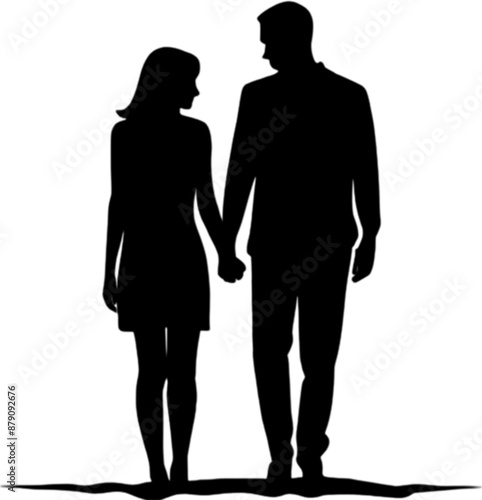 Wallpaper Mural Silhouette couple embraces in romantic full-body stencil portrait.  Torontodigital.ca