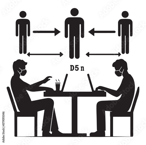 Social distance silhouette Simple icon representing social distance vector silhouette