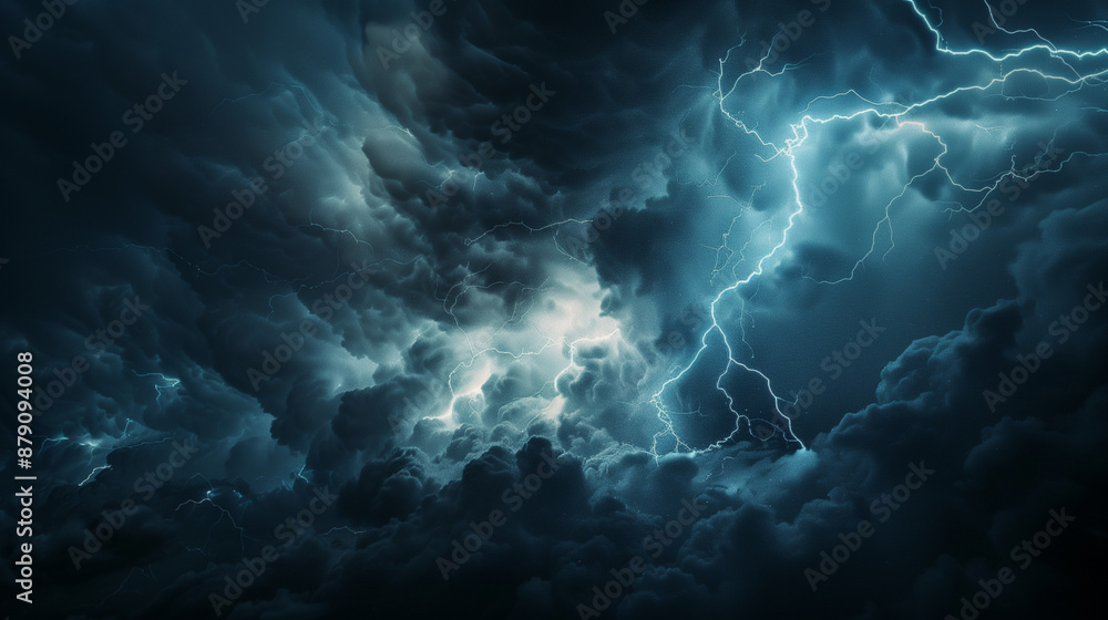 Dark blue stormy clouds with lightning, background for design Dark blue stormy clouds with lightning, background for design