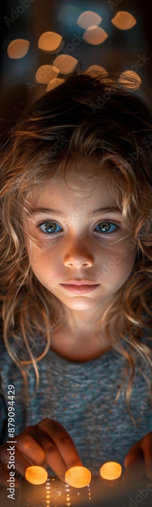 Young girl that is looking at a laptop, Portrait Young girl that is looking at a laptop, Portrait