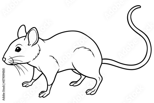 Eastern Woodrat mouse walking icon line art vector illustration 