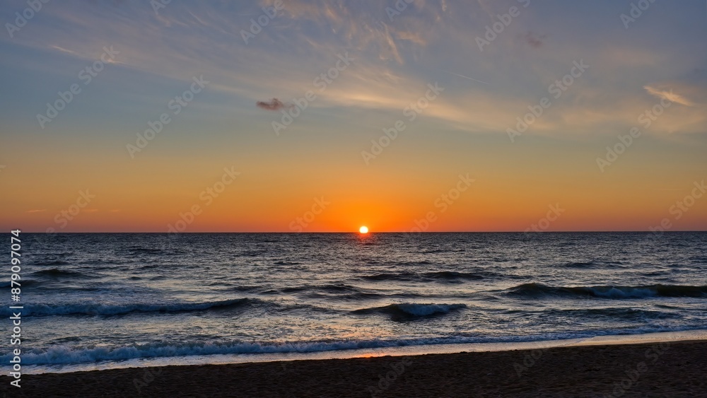 Seascape. The sun is on the horizon. Sea sunset. Seascape. The sun is on the horizon. Sea sunset.