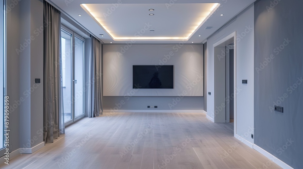 Renovated wall in a new apartment with group of electrical and TV sockets, ready for installation Renovated wall in a new apartment with group of electrical and TV sockets, ready for installation