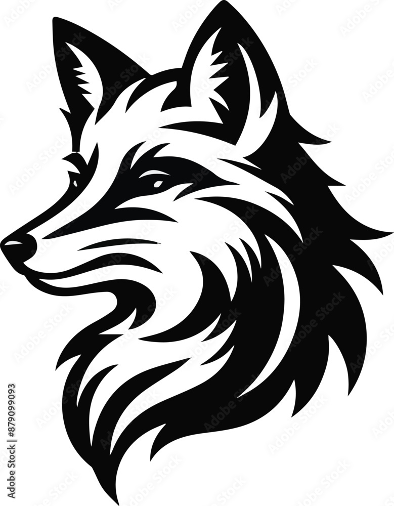 Fox head silhouette vector style illustrations. Generative AI Fox head silhouette vector style illustrations. Generative AI