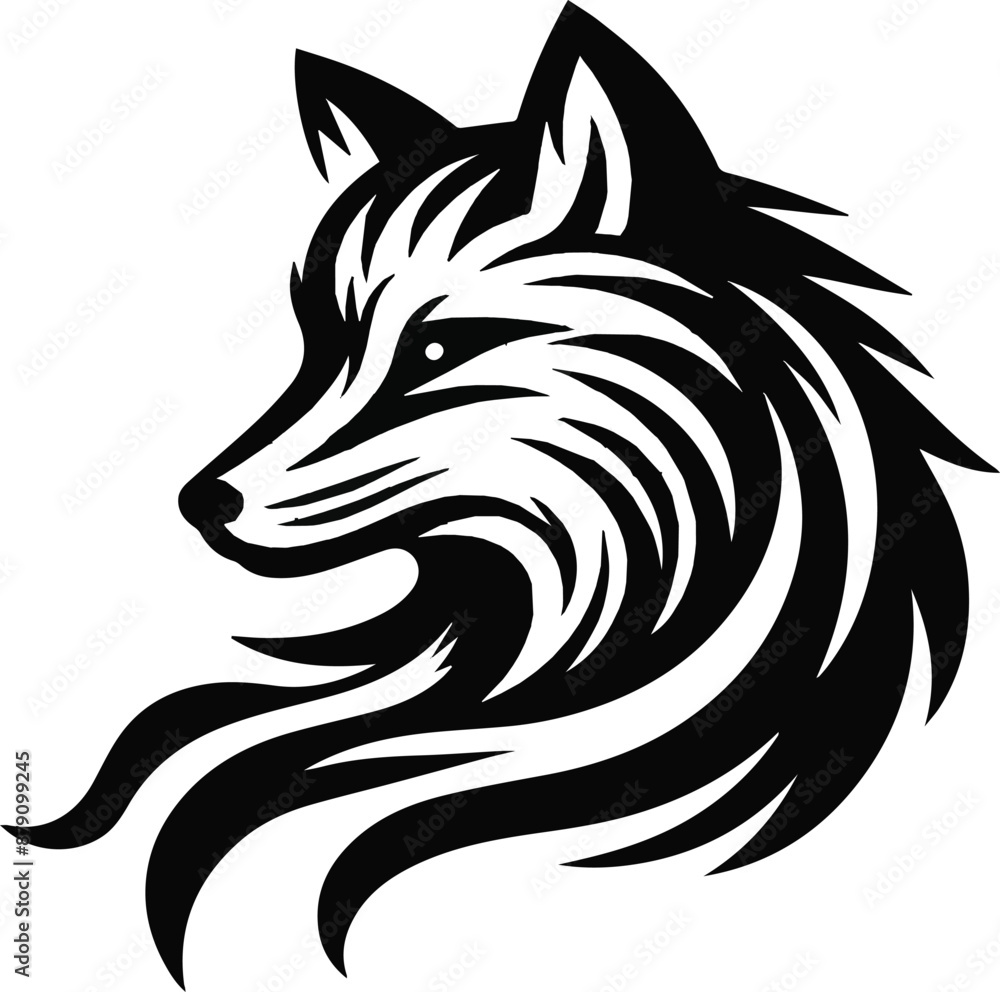 Fototapeta premium Fox head silhouette vector style illustrations. Generative AI