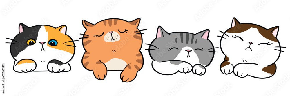 Vector Illustration of Cartoon Cat Head Characters on Isolated Background Vector Illustration of Cartoon Cat Head Characters on Isolated Background