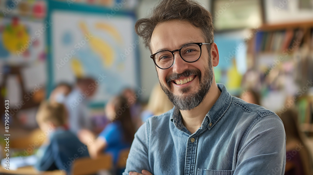 portrait of a happy male teacher in school portrait of a happy male teacher in school