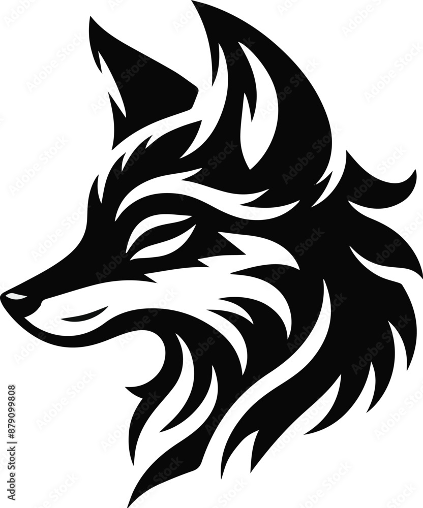 Fox head silhouette vector style illustrations. Generative AI Fox head silhouette vector style illustrations. Generative AI