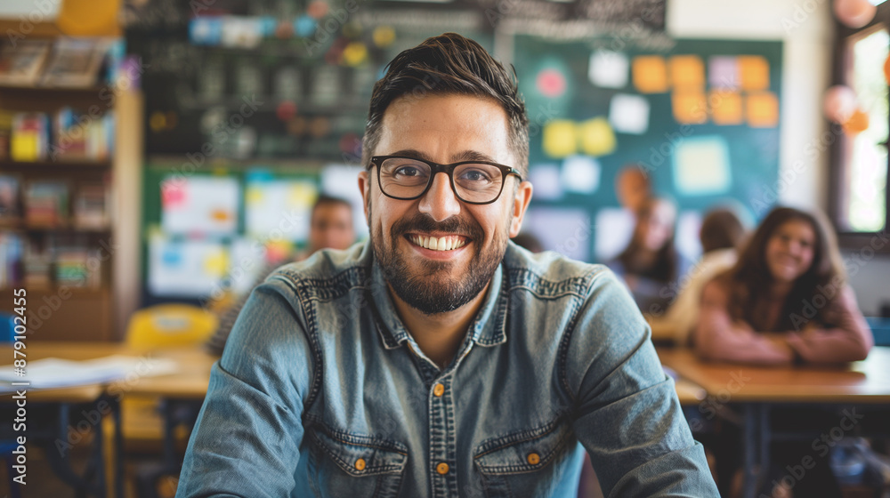 portrait of a happy male teacher in school portrait of a happy male teacher in school