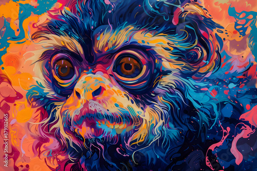 Vibrant Monkey Illustration - Colorful Abstract Art