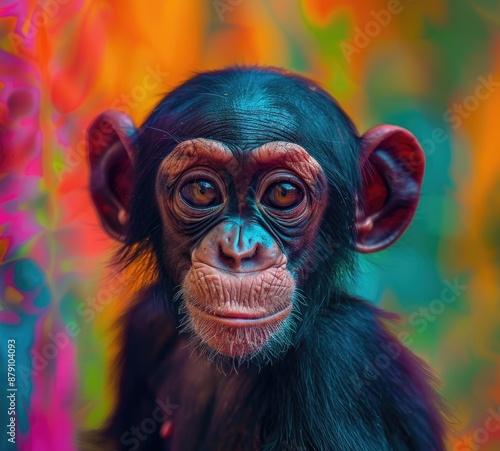 Wallpaper Mural Close-Up Portrait of a Curious Chimpanzee Torontodigital.ca