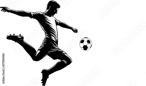 Soccer player in action silhouette