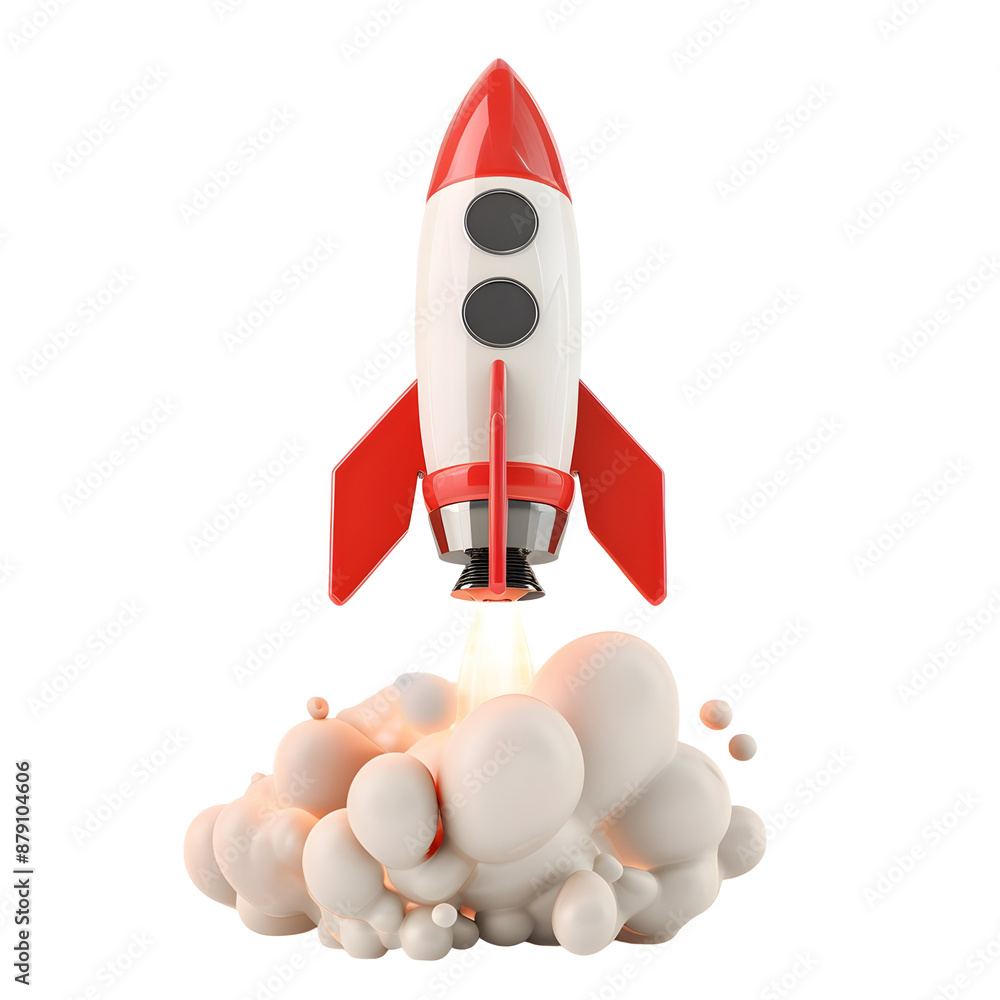 startup rocket launching transparent on white background,generative ai startup rocket launching transparent on white background,generative ai
