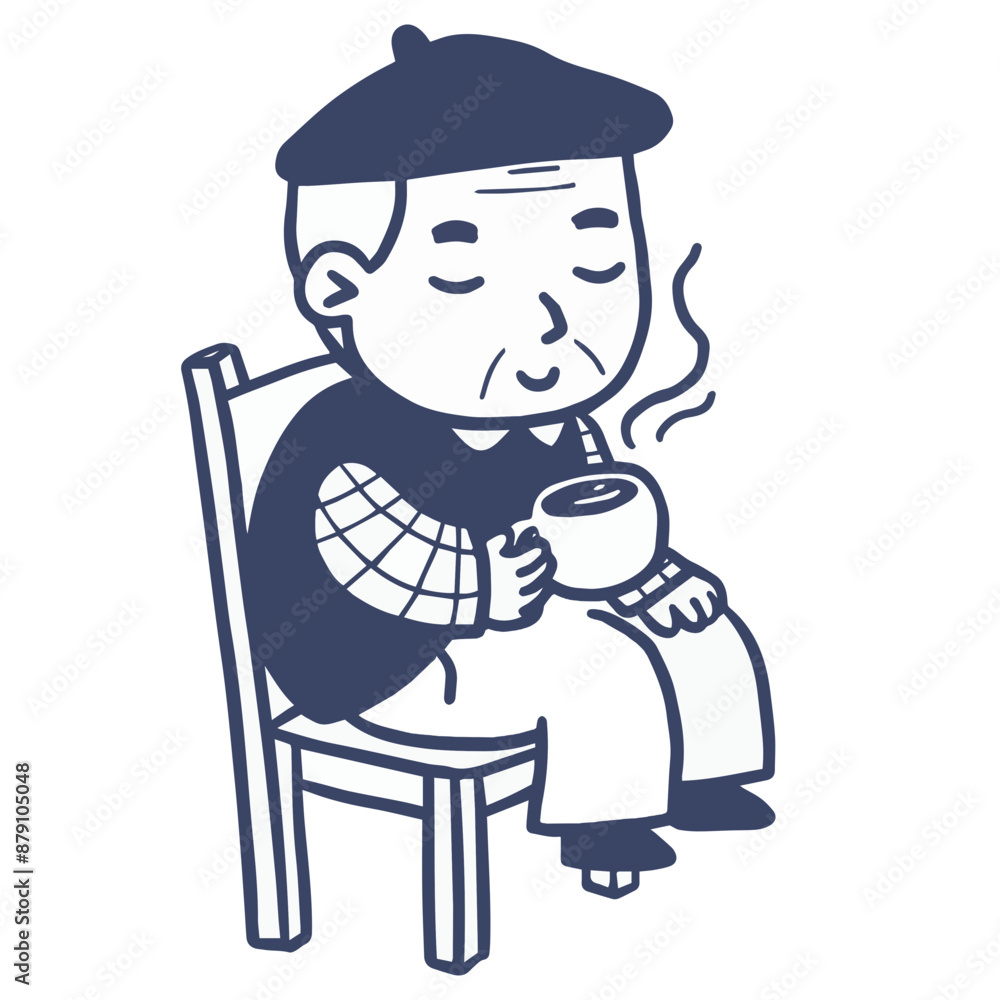 Eldelry with a cup of coffee Eldelry with a cup of coffee