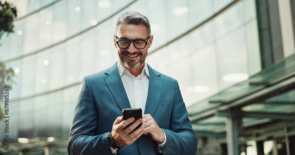 © SneakyPeakPoints/peopleimages.com - Mature, man and city business smartphone, email and news update for social networking online. Technology, website search and corporate career, internet communication and digital or mobile app