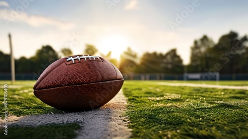 American Football on Grass Field.