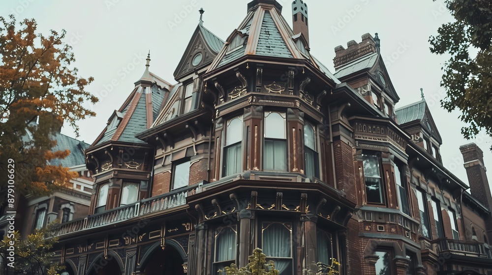 Fototapeta premium Victorian mansion with ornate detailing AI generated illustration