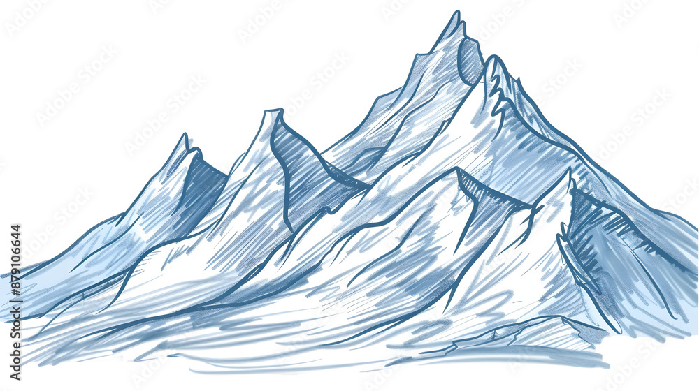 Fototapeta premium mountain landscape illustration white background,generative ai