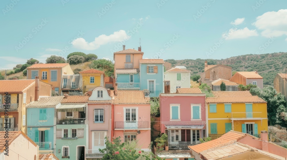 Visiting a charming village in a cute pastel palette AI generated illustration Visiting a charming village in a cute pastel palette AI generated illustration
