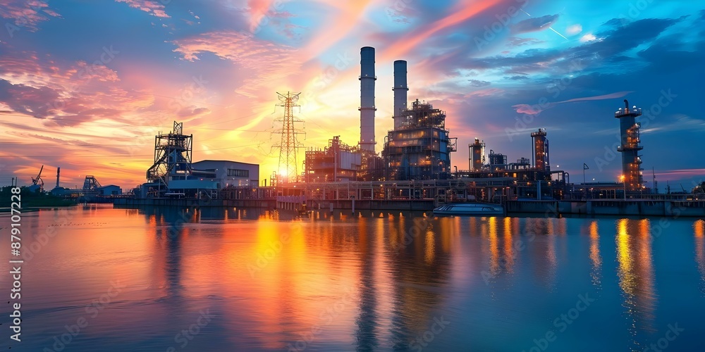 Carbon capture and storage unit at power plant reduces emissions. Concept Carbon Capture, Power Plant, Emissions Reduction, CCS Technology, Climate Change Carbon capture and storage unit at power plant reduces emissions. Concept Carbon Capture, Power Plant, Emissions Reduction, CCS Technology, Climate Change