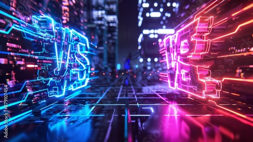 Vs text with a holographic 3D effect  AI generated illustration