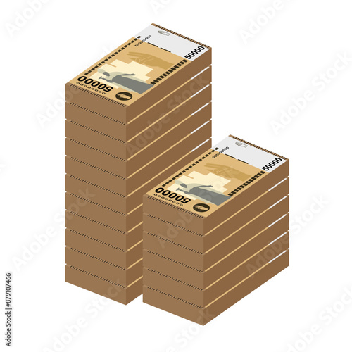 Armenian Dram Vector Illustration. Armenia, Artsakh money set bundle banknotes. Paper money 50000 AMD. Flat style. Isolated on white background. Simple minimal design.