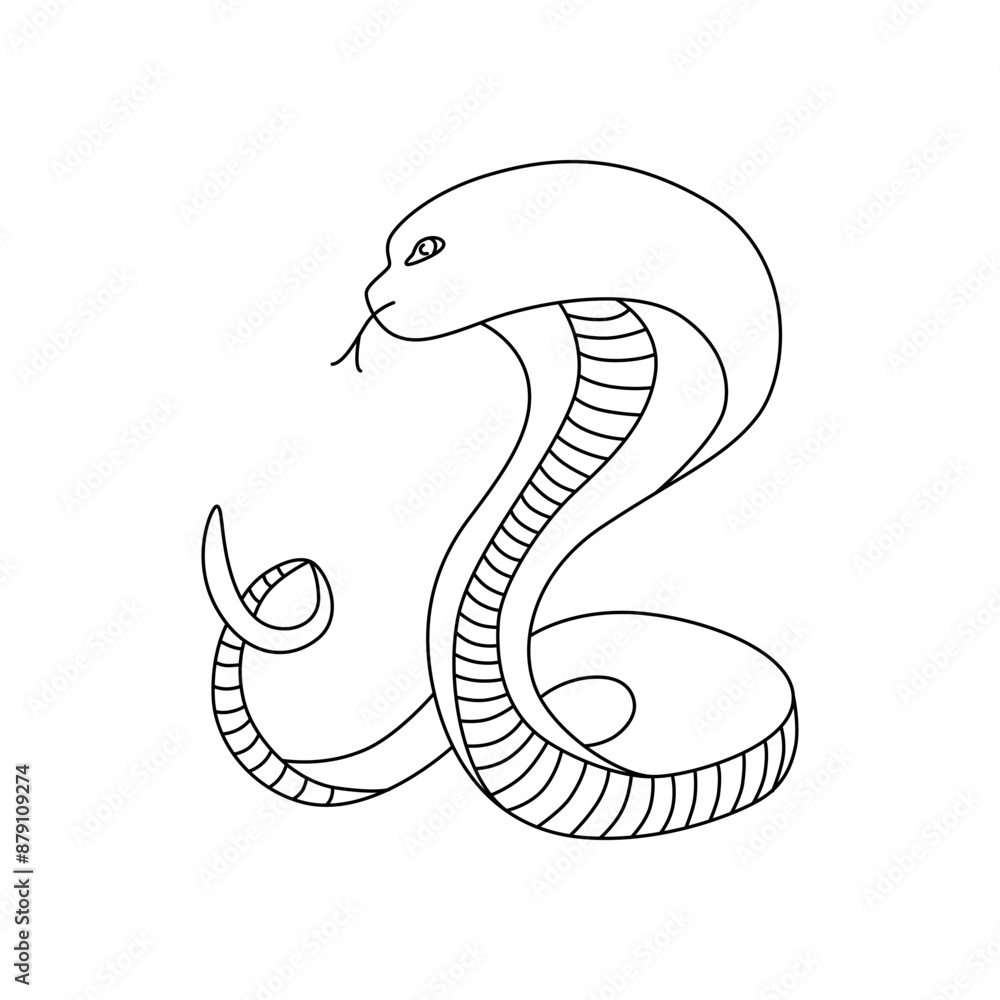 Fototapeta premium Snake line - symbol Chinese oriental New Year 2025 symbol. Vector stock hand drawing illustration for design template tattoo or congratulations greeting card, banner, calendar. Editable stroke.