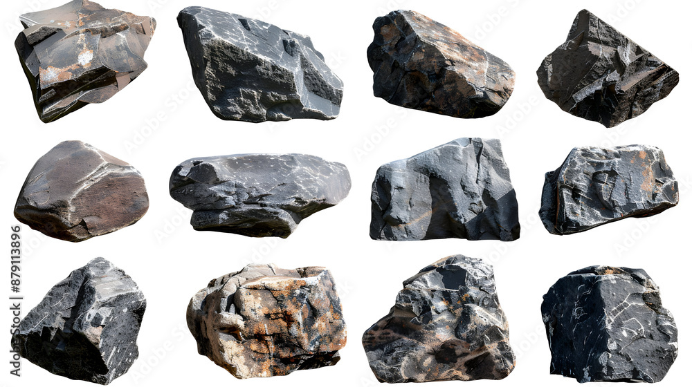 rocks set isolated on transparent background.generative ai rocks set isolated on transparent background.generative ai