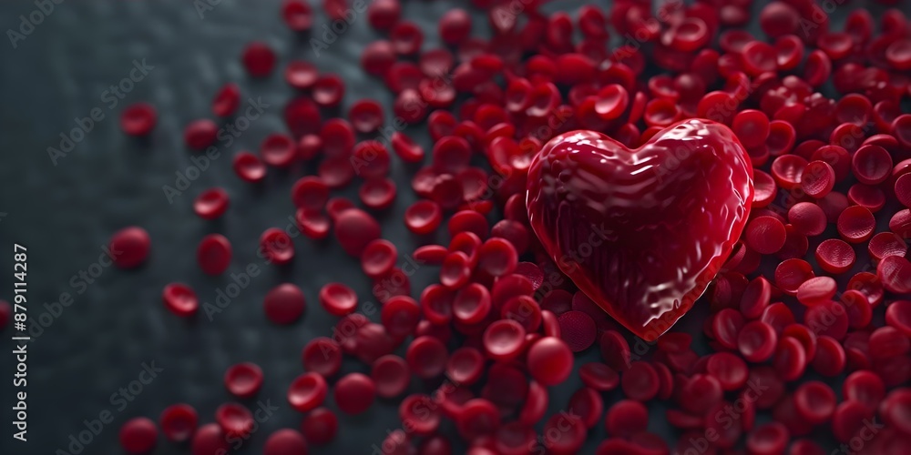 Chromosome Flowing Red Cells Symbolizing Life and Vitality. Concept Science, Biology, Genetics, Health, Medical Research Chromosome Flowing Red Cells Symbolizing Life and Vitality. Concept Science, Biology, Genetics, Health, Medical Research