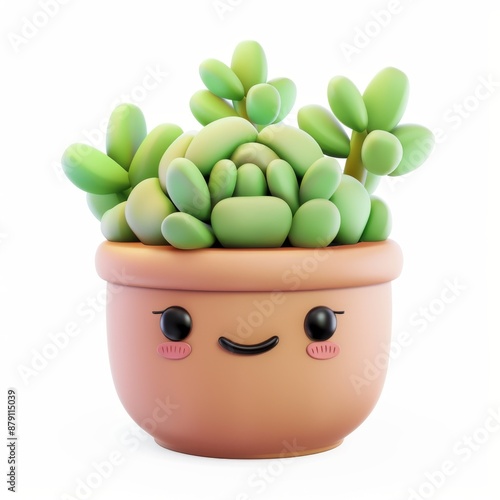 cute isometric bush emoji isolated on white background