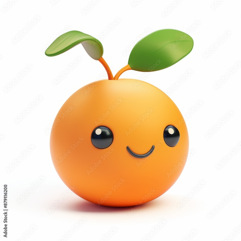 3D cute kumquat emoji soft lighting on white background 3D cute kumquat emoji soft lighting on white background