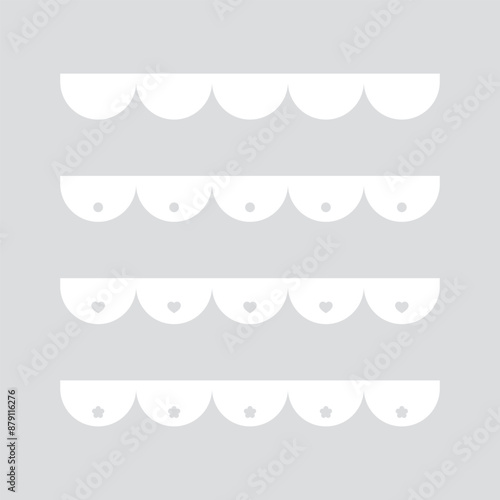 Cute set of white seamless upper borders with scalloped edges.