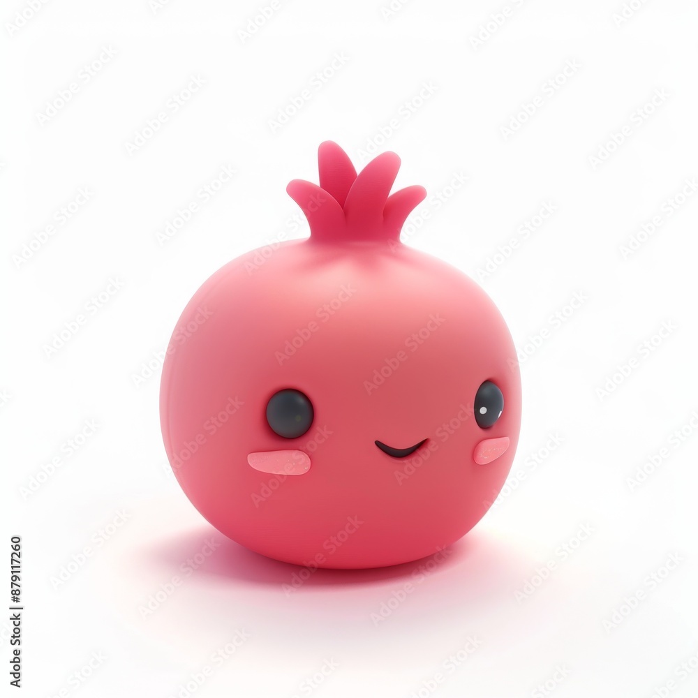 Tiny cute isometric pomegranate emoji on white background