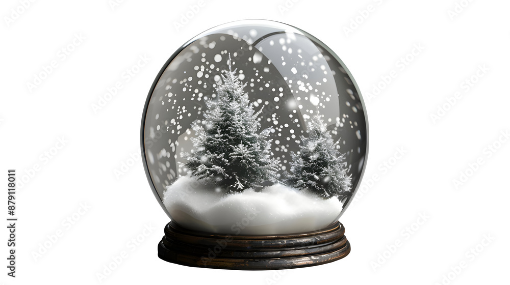 winter snow globe with tree and dream town white background,generative ai winter snow globe with tree and dream town white background,generative ai